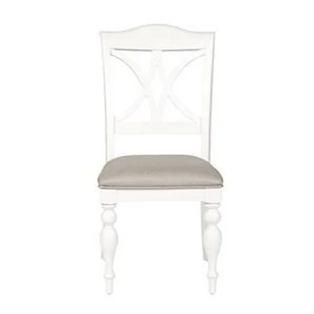 Transitional Upholstered Side Chair with Decorative Splat Backs
